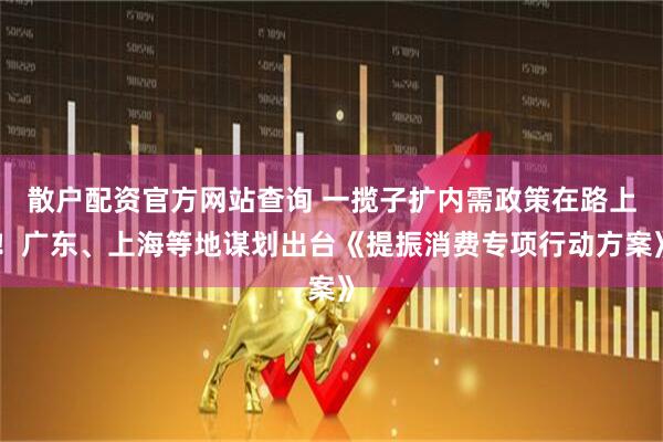 散戶配資官方網(wǎng)站查詢 一攬子擴內(nèi)需政策在路上！廣東、上海等地謀劃出臺《提振消費專項行動方案》